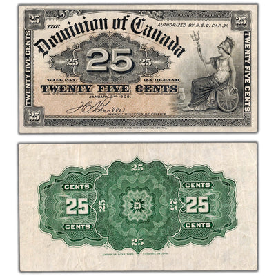 25 Cents 1900 Dominion of Canada Shinplaster Note DC-15b - VF+