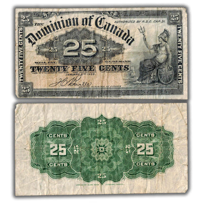 25 Cents 1900 Dominion of Canada Shinplaster Note Boville DC-15b - Fine