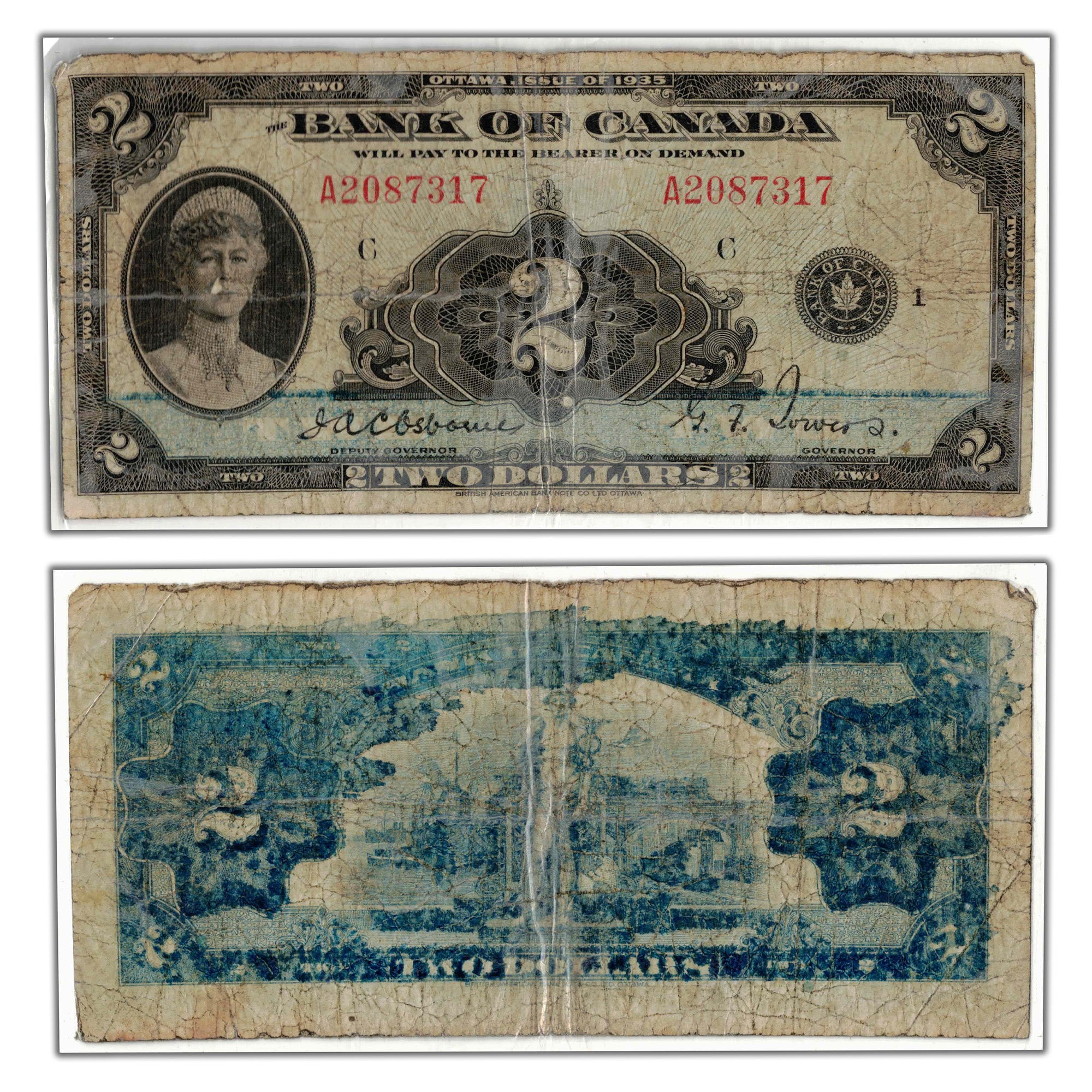 SOLD $2 1935 Bank of Canada Note English Text BC-3 - Laminated - The ...