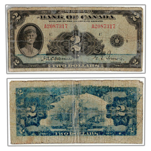 SOLD $2 1935 Bank of Canada Note English Text BC-3 - Laminated