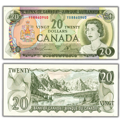 $20 1969 Bank of Canada Note Lawson-Bouey YB Prefix BC-50b - Uncirculated