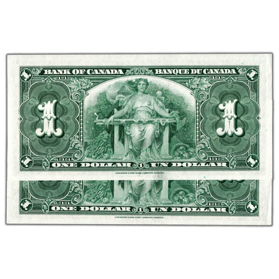 SOLD $1 1937 Bank of Canada Notes W/M Prefix BC-21d - 2 Consecutive AU/UNC