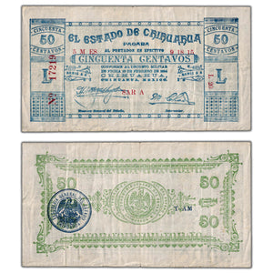 SOLD Mexico El Estado de Chihuahua 1914 50 Fifty Centavos Note P #S527a - Circulated