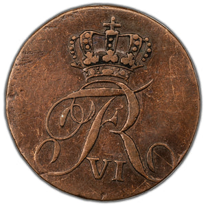Norway 1809 Ovals Beside Denomination 1 Skilling Courant Coin KM #274