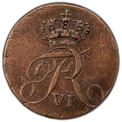 Norway 1809 Ovals Beside Denomination 1 Skilling Courant Coin KM #274