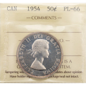 SOLD Canada 1954 50 Cents Half Dollar Proof-Like Silver Coin - ICCS PL-66