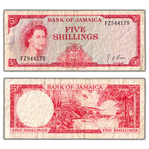 SOLD Jamaica ND (1964) 5 Five Shillings Note P #51Ad