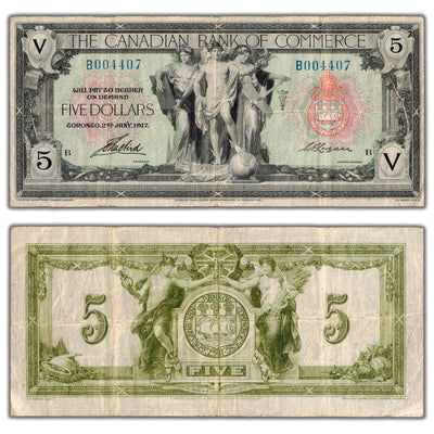 $5 1917 Canadian Bank of Commerce Chartered Note CH #75-16-04-06a - F/VF