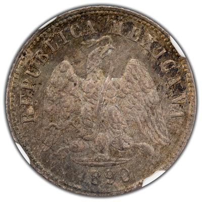 Mexico 1890 MO M 10 Centavos Silver Coin - NGC MS-63