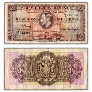 SOLD Bermuda 1937 5 Five Shillings Note P #8b