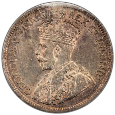 Newfoundland 1917-C 25 Cents Quarter Silver Coin - ICCS AU-58