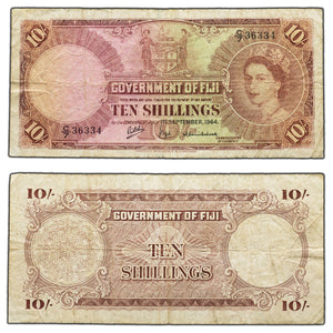 SOLD Fiji 1964 10 Ten Shillings Note P #52d