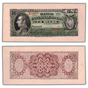 SOLD Ecuador Banco Internacional 18XX 1 One Sucre Remainder Note P #S172