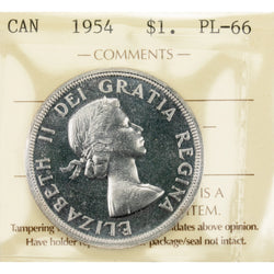 Canada 1954 $1 Silver Dollar Proof Like Coin - ICCS PL-66