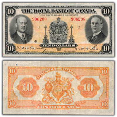 SOLD $10 1935 Royal Bank of Canada Chartered Note CH #630-18-04a - VF