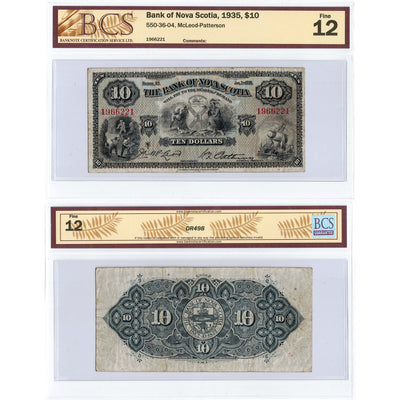 $10 1935 Bank of Nova Scotia Canada Chartered Note #550-36-04 - BCS F-12