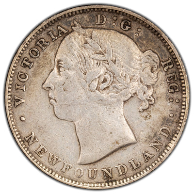 Newfoundland 1890 20 Cents Silver Coin - Fine +