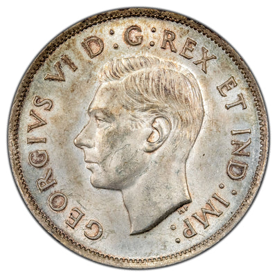 Canada 1937 50 Cents Half Dollar Silver Coin - Uncirculated +