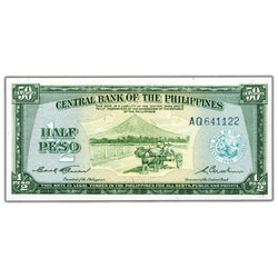 Philippines ND (1949) 1/2 Peso 50 Centavos Note P #132a - UNC