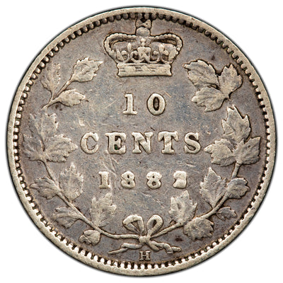Canada 1882-H 10 Cents Dime Silver Coin - Fine