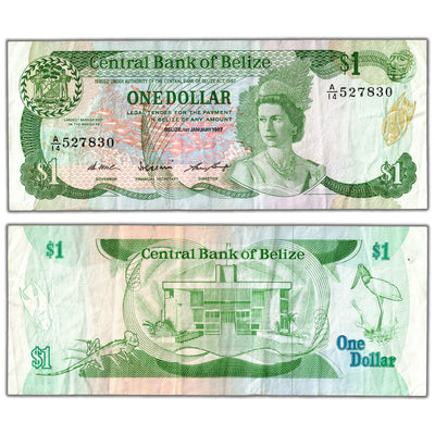 Belize 1987 $1 One Dollar Note P #46c - VF