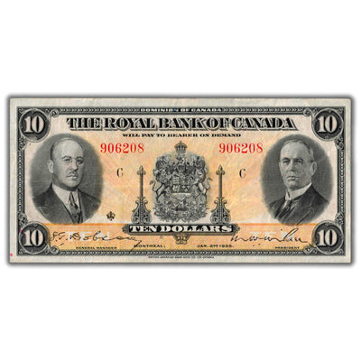 SOLD $10 1935 Royal Bank of Canada Chartered Note CH #630-18-04a - VF