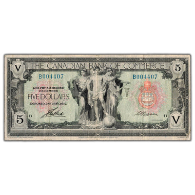 $5 1917 Canadian Bank of Commerce Chartered Note CH #75-16-04-06a - F/VF