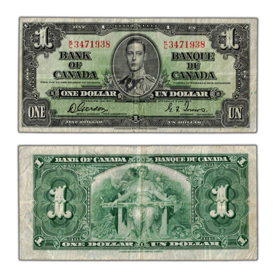 $1 1937 Bank of Canada Note Gordon-Towers K/L Prefix BC-21c - VF