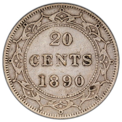 Newfoundland 1890 20 Cents Silver Coin - Fine +