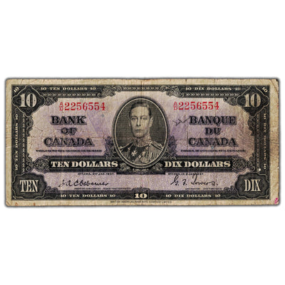 SOLD $10 1937 Bank of Canada Note Osborne Signature BC-24a - Minor Writing