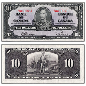 SOLD $10 1937 Bank of Canada Note Gordon-Towers U/D Prefix BC-24b - EF