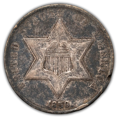 SOLD United States 1859 3 Cents Trime Silver Coin - Rim Hit