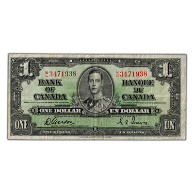 $1 1937 Bank of Canada Note Gordon-Towers K/L Prefix BC-21c - VF