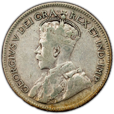 Canada 1936 Dot 25 Cents Quarter Silver Coin - Fine