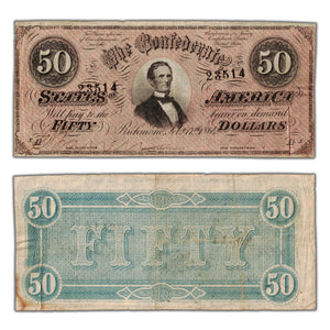 SOLD United States 1864 Confederate States $50 Note Fricke #T-66