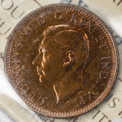 SOLD Canada 1947 Maple Leaf Pointed 7 1 Cent Coin - ICCS Specimen SP-63 Red