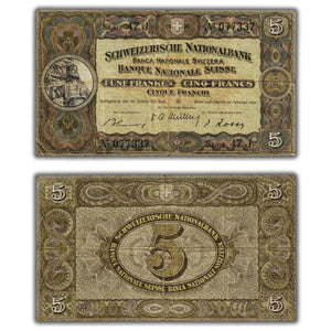 SOLD Switzerland 1951 5 Francs Note P #11o.2 - Holes