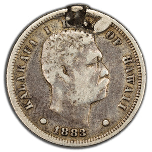 SOLD Hawaii 1883 10 Cents Silver Coin - Damage