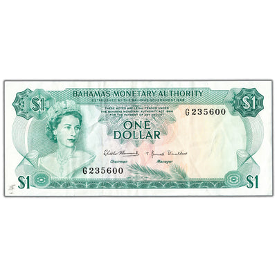 Bahamas 1968 $1 One Dollar Note P #27a - VF
