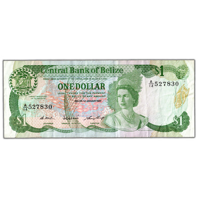 Belize 1987 $1 One Dollar Note P #46c - VF