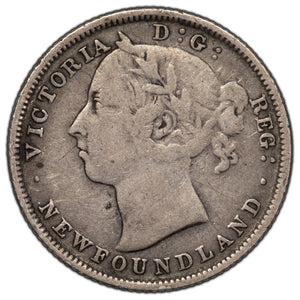 SOLD Newfoundland 1882-H 20 Cents Silver Coin - VG/F