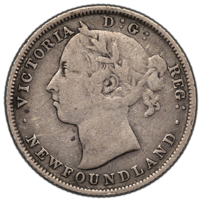 Newfoundland 1882-H 20 Cents Silver Coin - VG/F