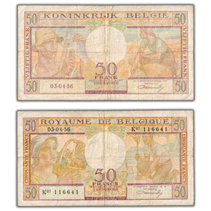 SOLD Belgium 1956 50 Fifty Franks Note P #133b