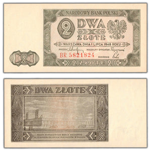 SOLD Poland 1948 2 Two Złote Note P #134 - Uncirculated
