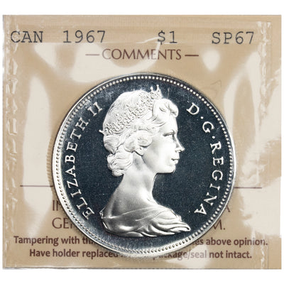 SOLD Canada 1967 $1 Silver Dollar Specimen Coin - ICCS SP-67 UHC
