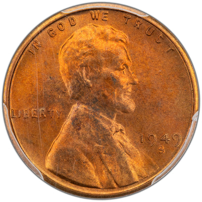 United States 1949-S Lincoln Wheat Cent Coin - PCGS MS-66 Red