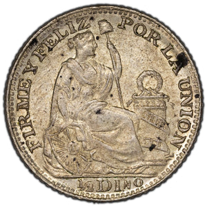 SOLD Peru 1895-TF 1/2 Dinero Silver Coin