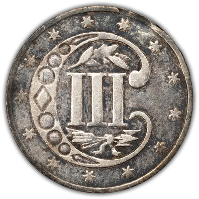 SOLD United States 1859 3 Cents Trime Silver Coin - Rim Hit