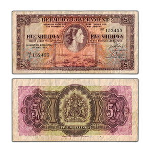 SOLD Bermuda 1957 5 Shillings Note P #18b - Circulated