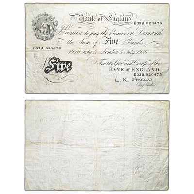 SOLD Great Britain 1956 5 Five Pound Note P #345